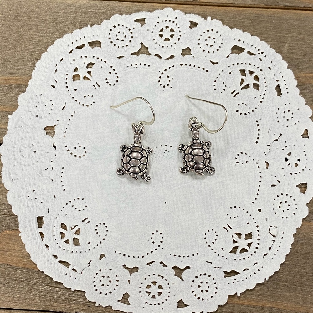 Silver Turtle Earrings